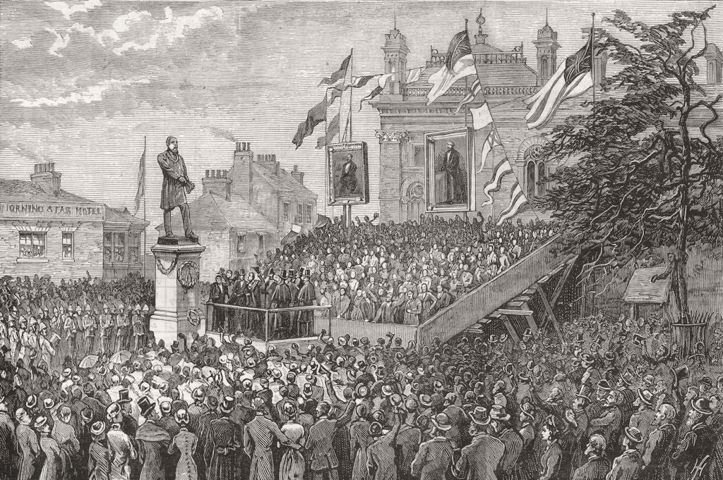 YORKS. Jubilee, Middlesbrough. Bolckow statue 1881 old antique print picture